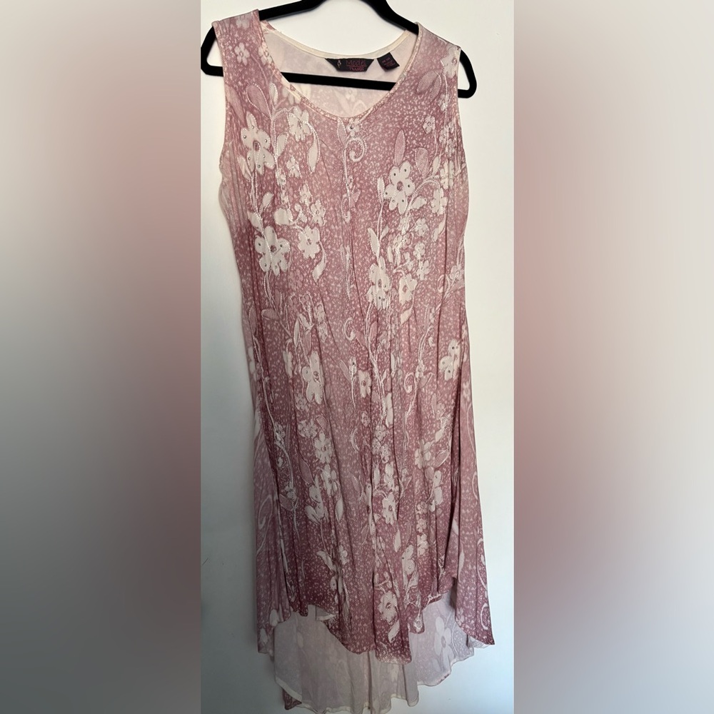 Floral High Low Dress in Blush Pink